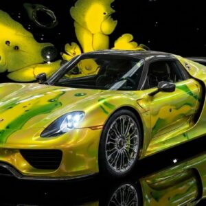 Electric Bloom - Porsche 918 Spyder - Liquid Metal Chrome Blue (3R7) - Splatchi Couture #vincodeart